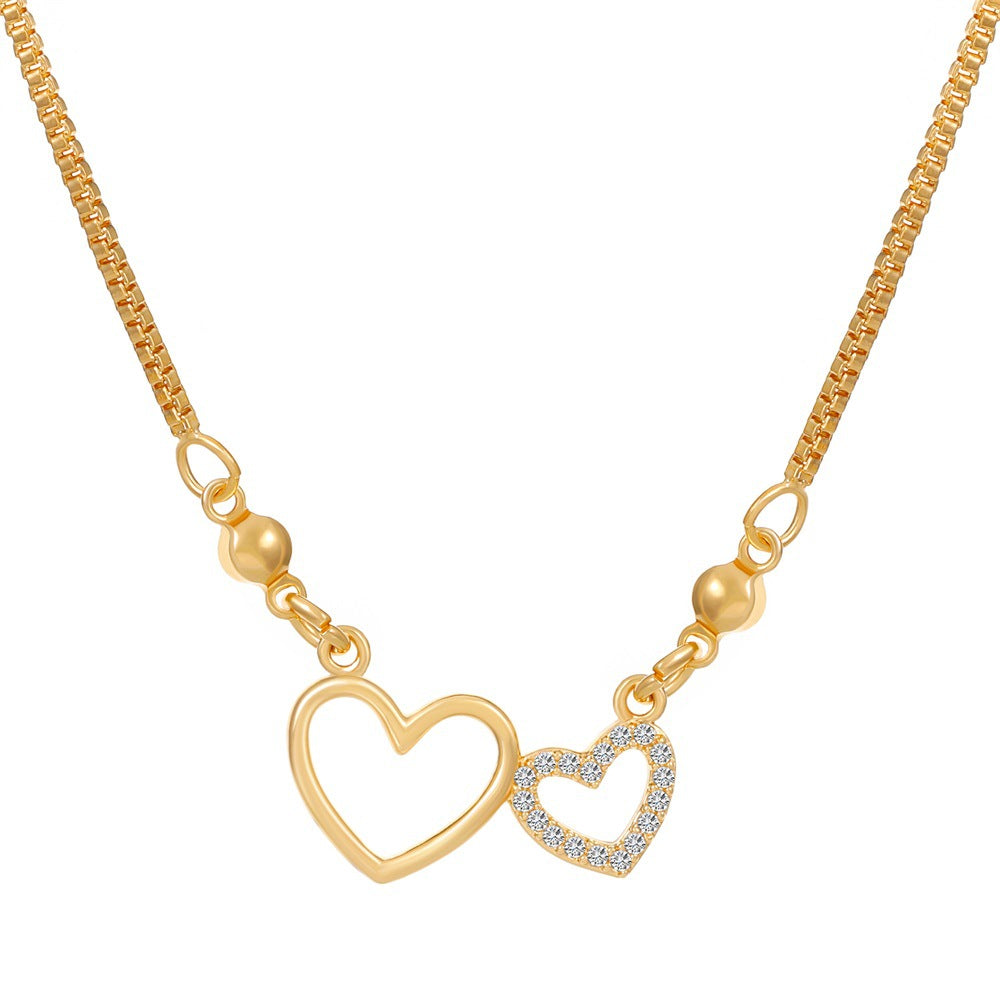 Wholesale Love Heart Vintage Butterfly Tassel Heart Shape Clavicle Alloy Necklaces